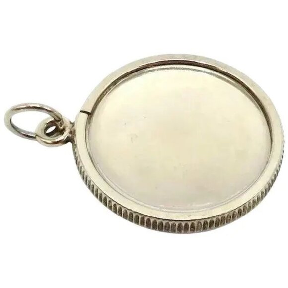 Classic Vintage Sterling Silver Round Photo Locket Charm Pendant 1960s - Picture 1 of 8